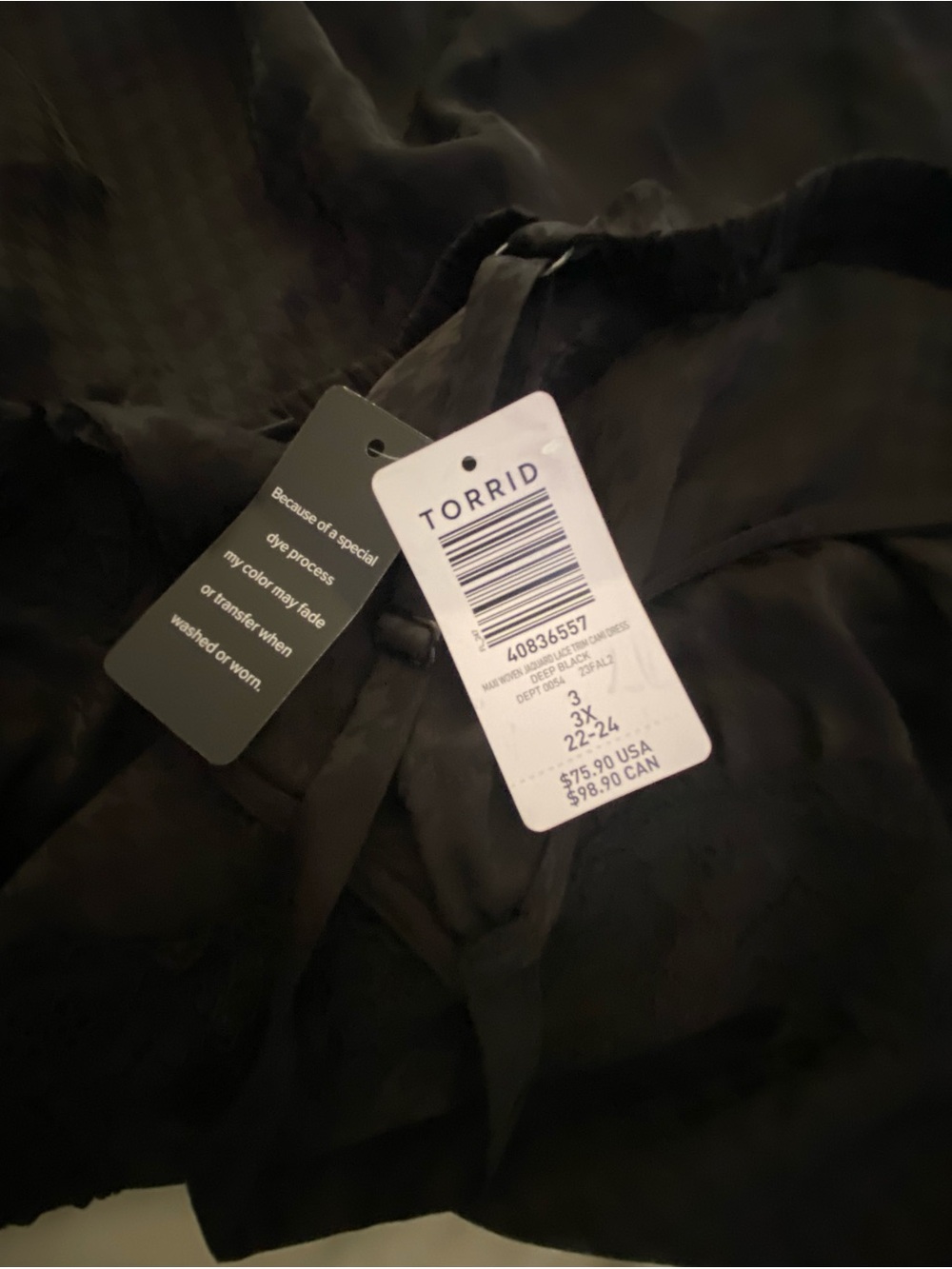 Torrid Black Jacquard Lace Trim Maxi Cami Dress NWT 3X - Picture 14 of 14